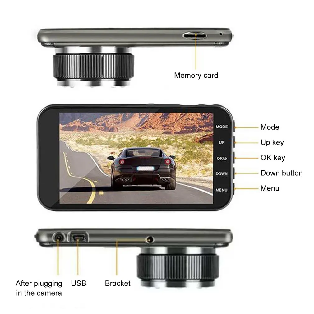 

4 Inches Hidden Tachograph 1080p Night Vision Circular Video Recording 170 Wide Angle Parking Monitoring Motion Detection