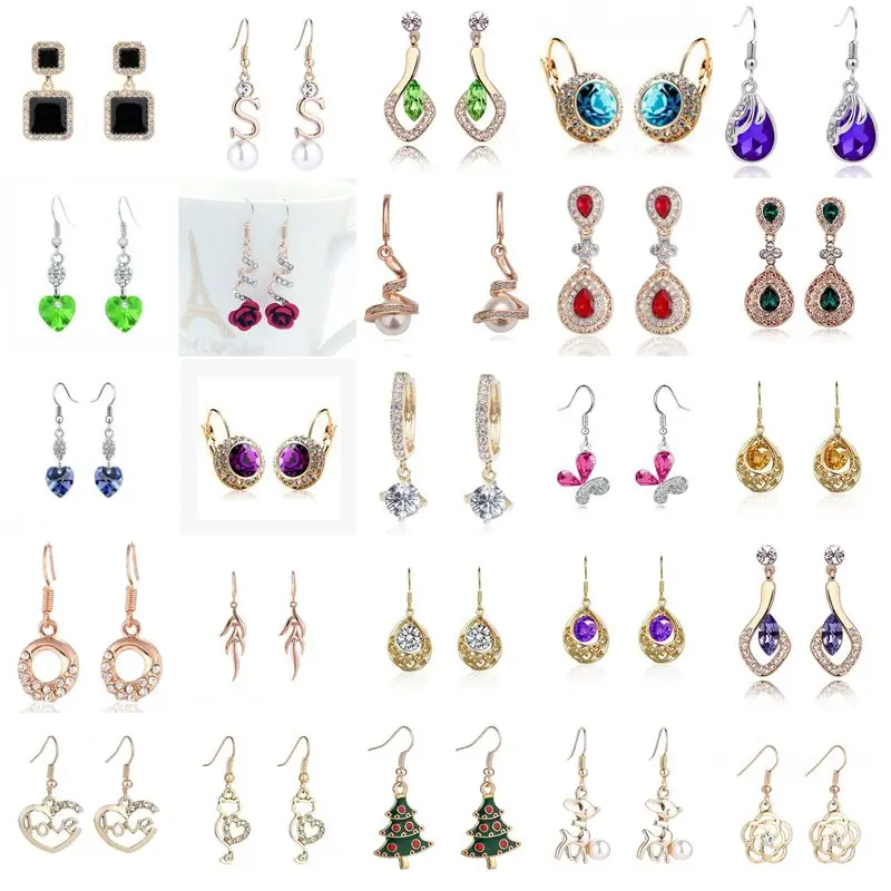 5 пар = 1 лот модные горячие цветочные формы кулон Стразы Кристалл Длинные серьги