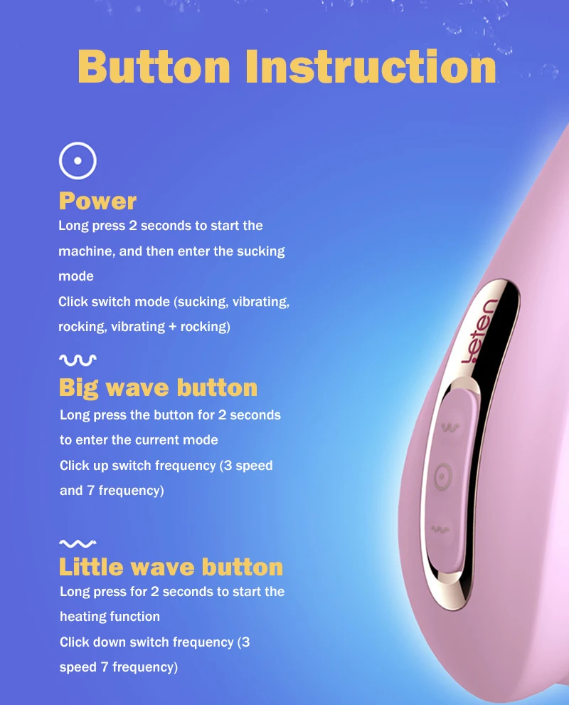 Мастурбатор Leten с вибрацией Женская вибрация на присоске согревающая