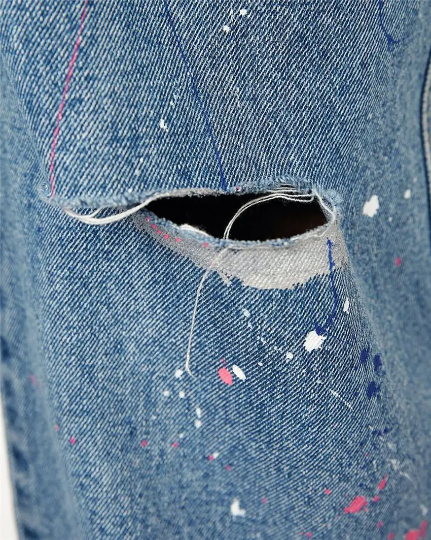 

20AW Adererror Vader Jeans Men Women Shooting star Frayed style Ader error Denim Jeans Blue Mark Tag Label Adererror Pants