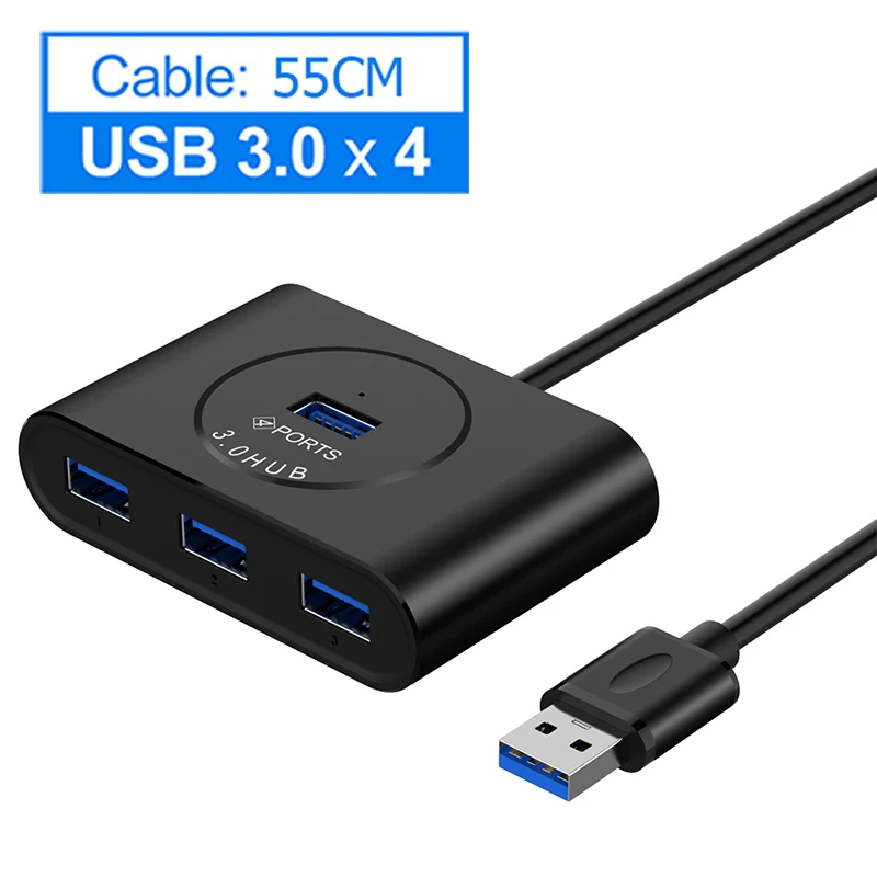 Черный USB C концентратор USB 3,0 концентратор разветвитель несколько usb-хаб 5 Гбит/с высокоскоростной концентратор 3,0 мульти концентратор расширитель 4 порта концентратор для ПК ноутбук Настольный - Цвет: Черный