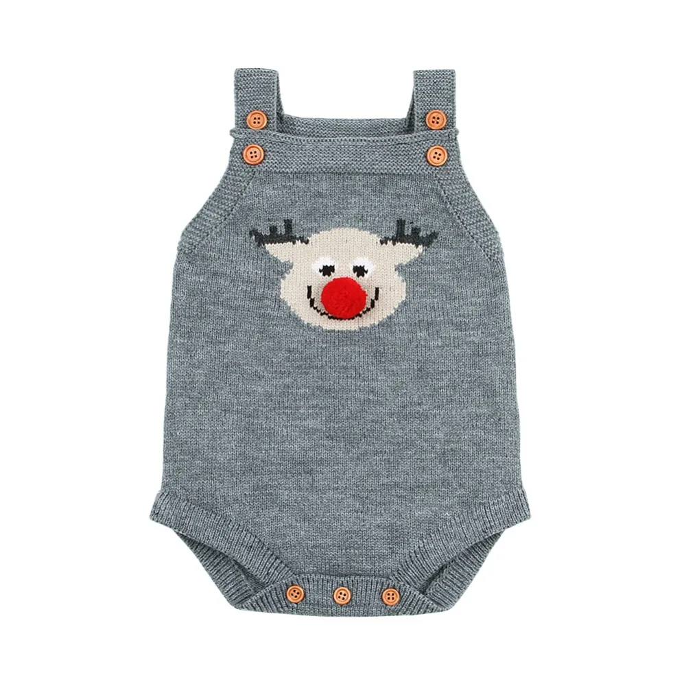 Рождественская Одежда для маленьких девочек Очаровательные Вязаные боди с