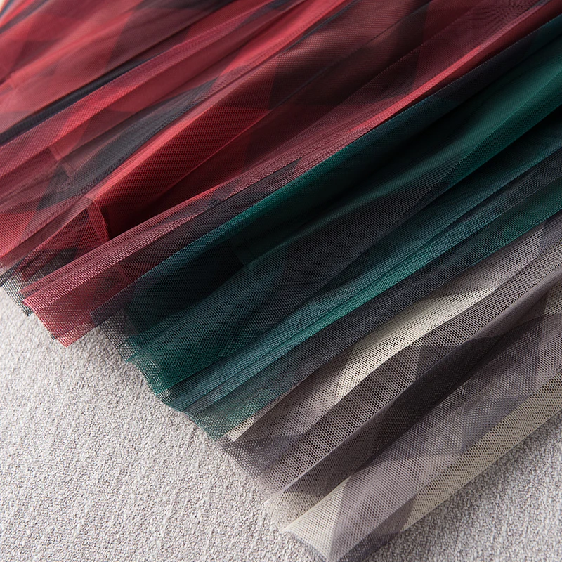 Женская юбка с завышенной талией элегантная плиссированная из французской сетки