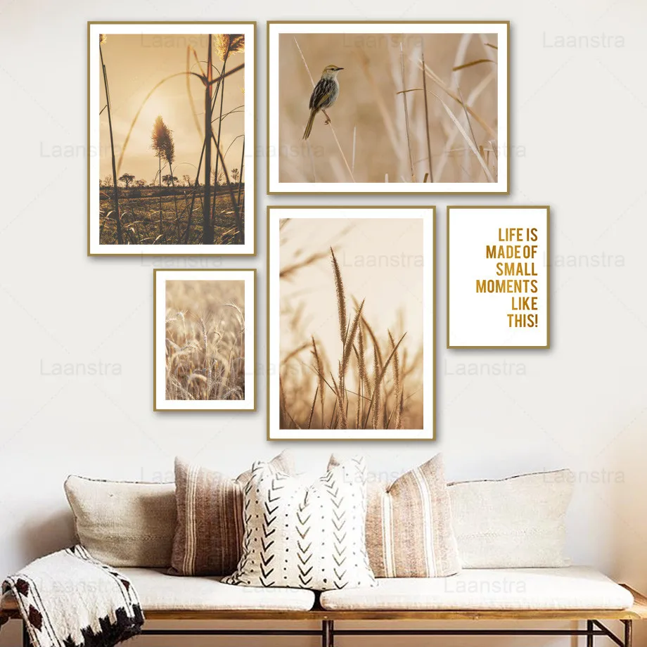 

Autumn Scenery Canvas Paintings Reed Plant Wall Picture for Living Room Home Decoration Wall Art Modern Text Posters and Prints