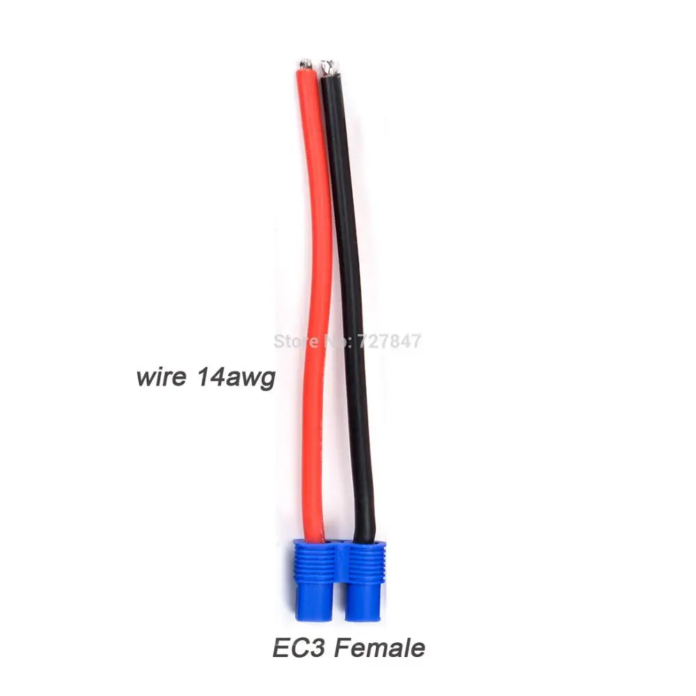 1 x EC3 Female 14awg XT90 XT60 XT30 EC5 EC3 EC2 T разъем мужской/женский разъем силиконовый провод 12/14/16AWG RC кабель батареи 90 мм/100 мм - Цвет: 1 x EC3 Female 14awg