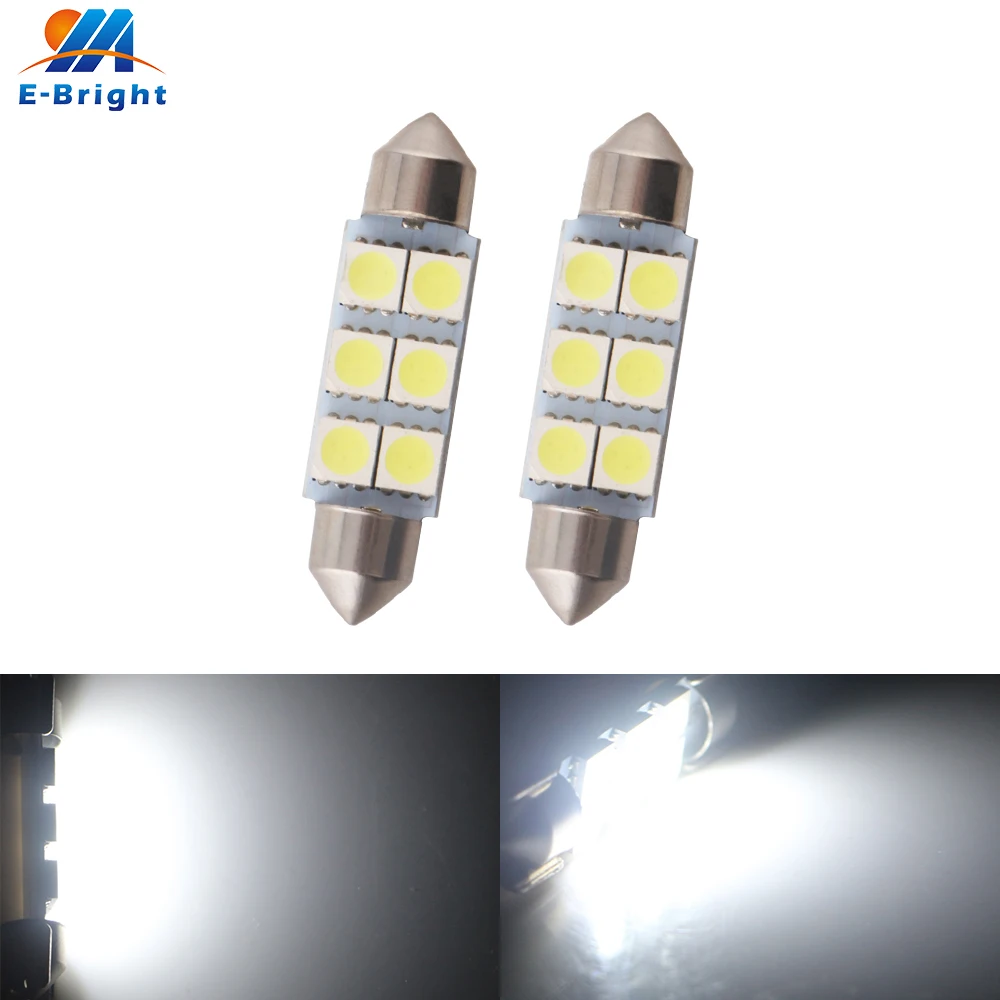 2шт 31 мм 36 39 41 C5W C10W Festoon 6 led 5050 SMD автомобильный светильник номерного знака корпус