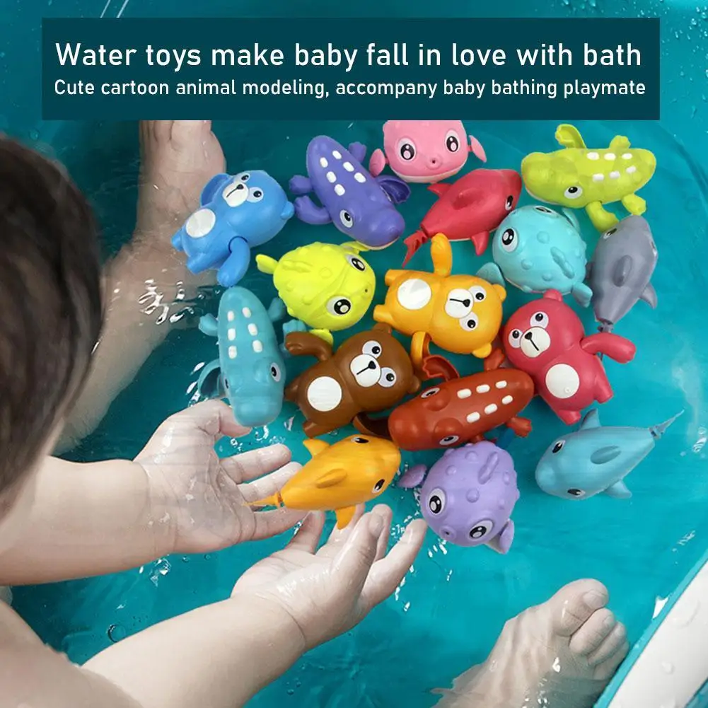Children's Beach Toys Bath Toys Shark Type Wind-up Swimming Tail Wagging Rotating Device Baby Toy Puffer Fish Bear
