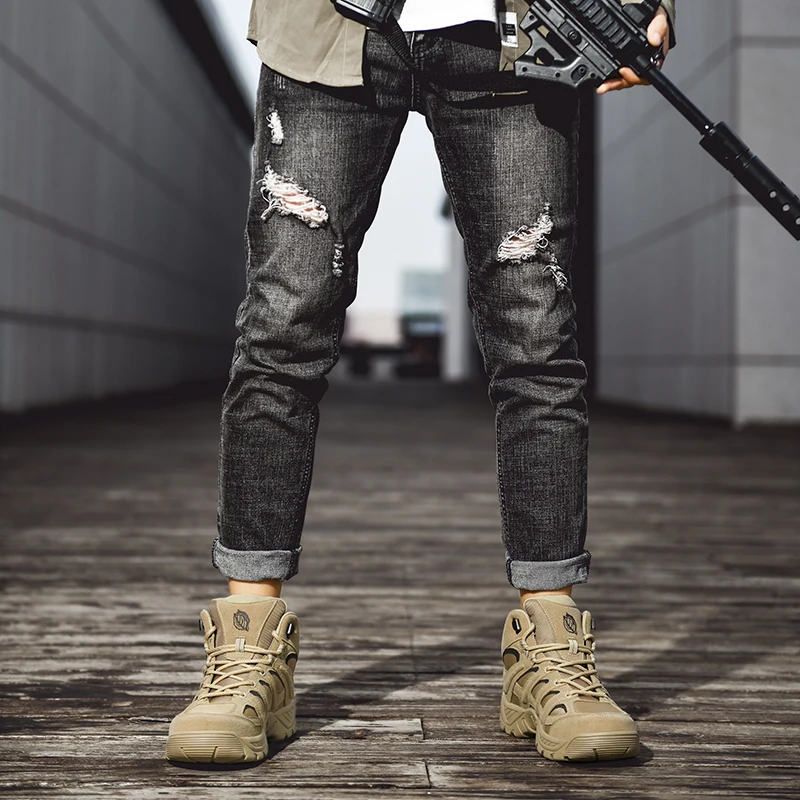 Модные мужские ботинки Тактические Военные боевые уличные походные Осенняя