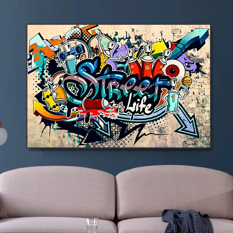

Street Art Wall Decor Poster Street Life Graffit Canvas Painiting Wall Art Pictures Cuadros for Living Room Home Decor No Frame