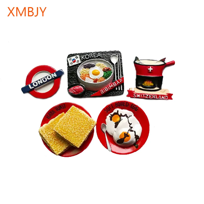 3D Refrigerator Magnets Sticker Resin Cartoon Cute Bread Egg Kids Children Toy Home Christmas Decoration 1pcs 1pcs 30 mm glass refrigerator magnetic message sticker decor cute cartoon emoji fridge magnets for kids emoticon home decoration