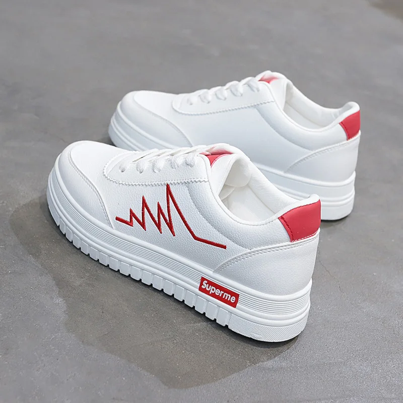 Однотонная повседневная спортивная женская обувь Кроссовки на платформе