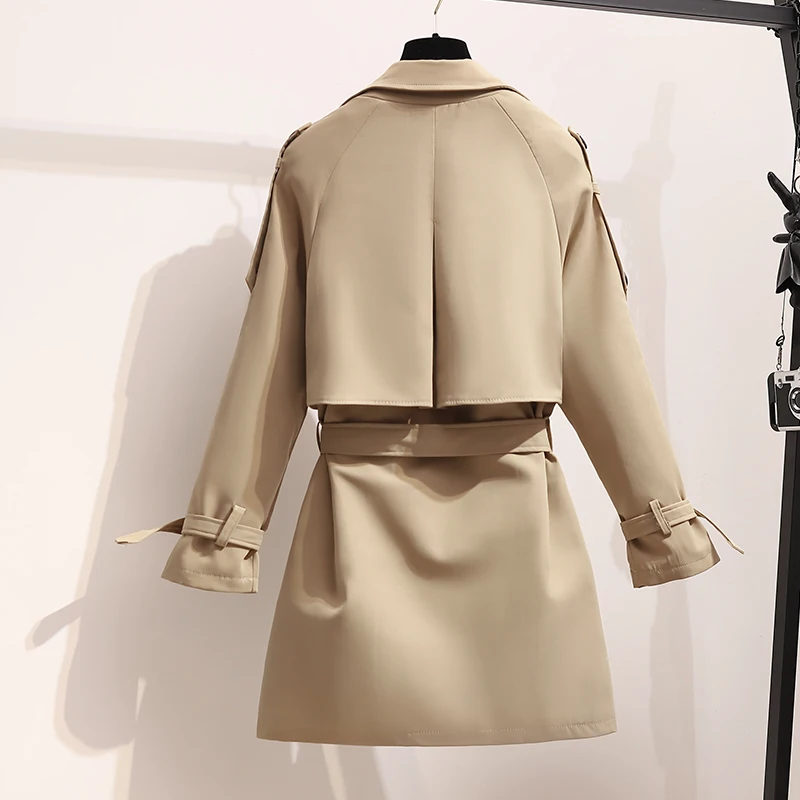 

Cotton Women Windbreaker 2021 New Spring Autumn Mid-length Tooling British Style Ladies Trench Coat With Belt
