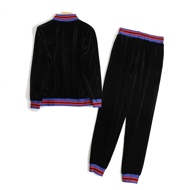

2 TWO PIECE SET Velvet Tracksuit Velour Jacket Women Pants Track Suit Long Sleeve Sweatsuits Large Plus Size Winter Warm XXXXL