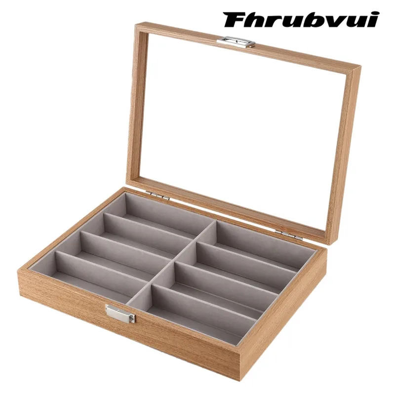 Beste Lenzenvloeistof Sunglass Opbergdoos Imitatieleer Glazen Display Case Organizer Collector 8 Slot Zwart