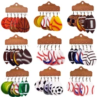 3 pairs vegan leather baseball earrings for women sport pu leather round basketball soccer football earrings jewelry wholesale