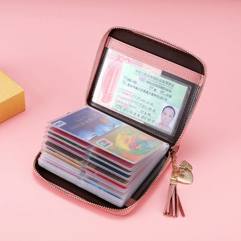 Genuine Leather Multi-Color Womens Rfid Card Holder Organ Business Wallet Credit Card Purse Document Holder