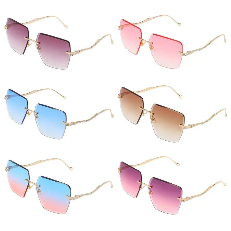 Модные женские солнцезащитные очки без оправы очаровательные индивидуальные