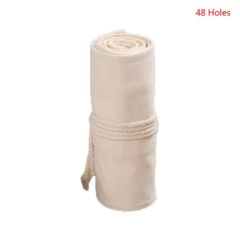 

12/24/36/48/72 Holes Canvas Roll Up Pen Curtain Pencil Bag Case Makeup Wrap Holder Storage Pouch