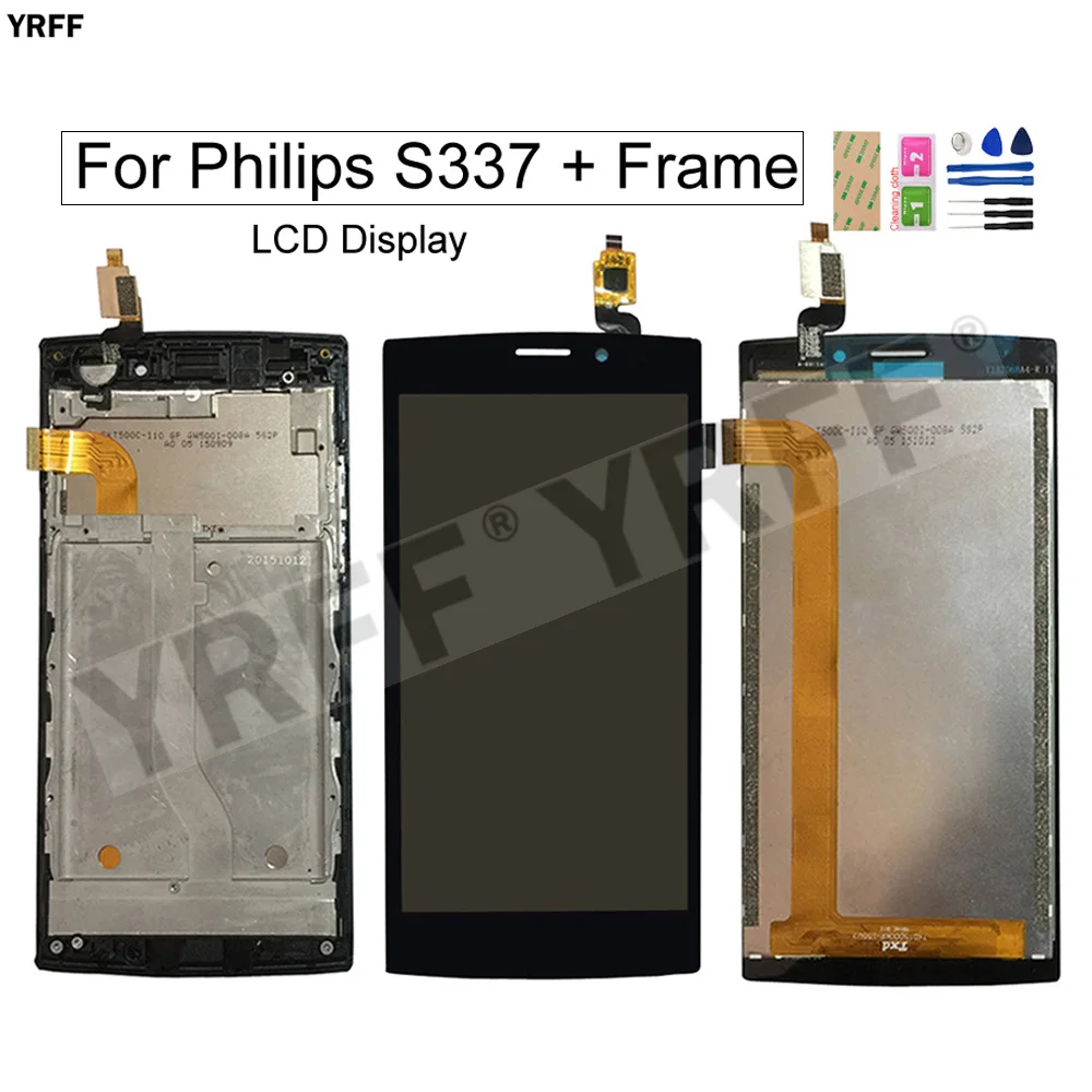 

5.0'' LCD Screens For Philips S337 LCD Display Touch Screen Digitizer Assembly Panel Sensor Phone Repair Sets 100% Tested