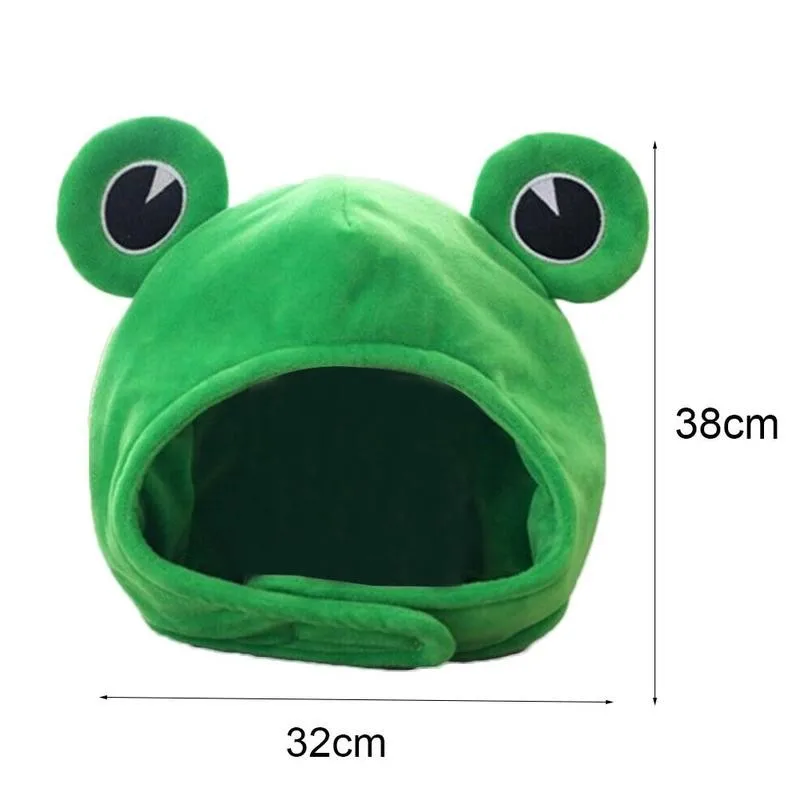 

Cartoon Funny Adorable Plush Frog Hat Big Eyes Creative Animal Cosplay Costume Dress Up Hat Headgear for Kids Adults Gift