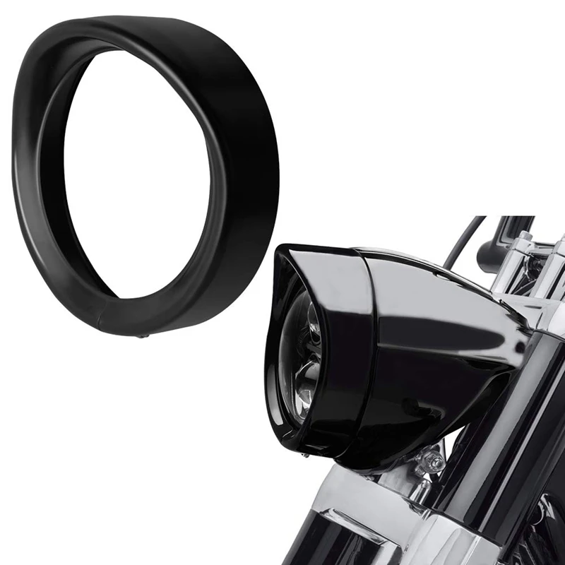 

Motorcycle Headlight Trim Rings 5.75 inch Headlight Visor Style Trim Ring Black Decorate Visor Trim Rings Compatible for Harley