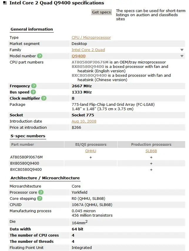 INTEL CORE 2 четырехъядерный Q9400 процессор 2,66 ГГц 6 Мб Кэш L2 FSB 1333 настольный компьютер 95 Вт LGA 775 cpu протестированный рабочий