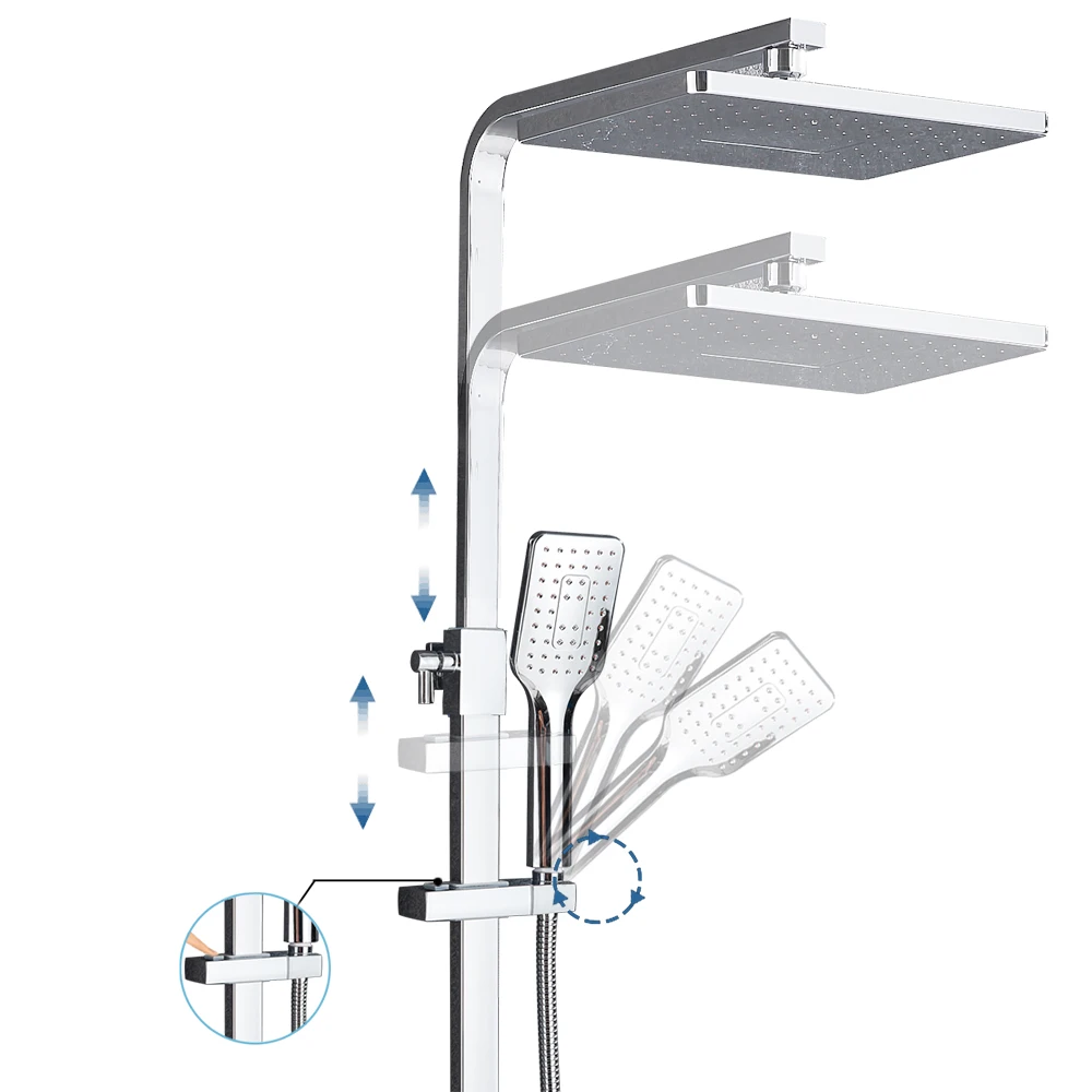 Bathroom Faucet Chrome/Black Rain Shower Head Bath Faucet Wall Mounted Bathtub Shower Mixer Tap Shower Faucet Shower Set Mixer
