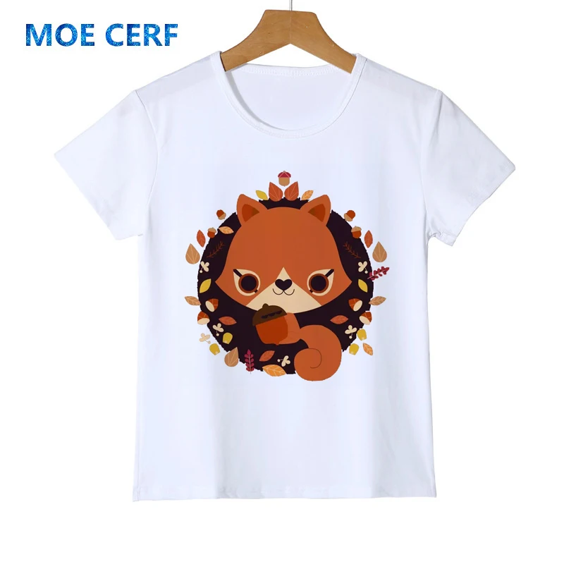 

Cartoon Fox Pattern T shirt Baby Girls Summer Comfortable Tops Tee Kids Casual White Animal T-shirt N8-11