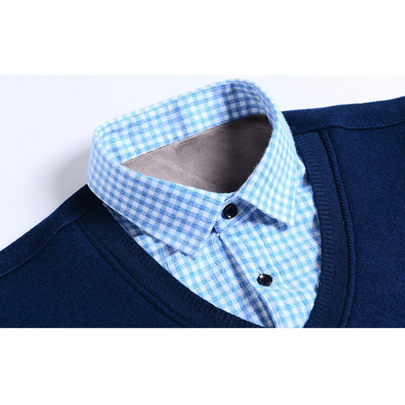 Warm Fake two pieces Men Shirt Winter New Fashion Man Dress Business Party Clothing Thicken Plus velvet YN10529 |