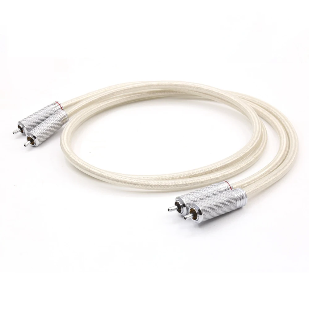 Посеребренный Hi Fi аудиокабель 6N OCC с разъемом RCA из углеродного волокна|interconnect rca