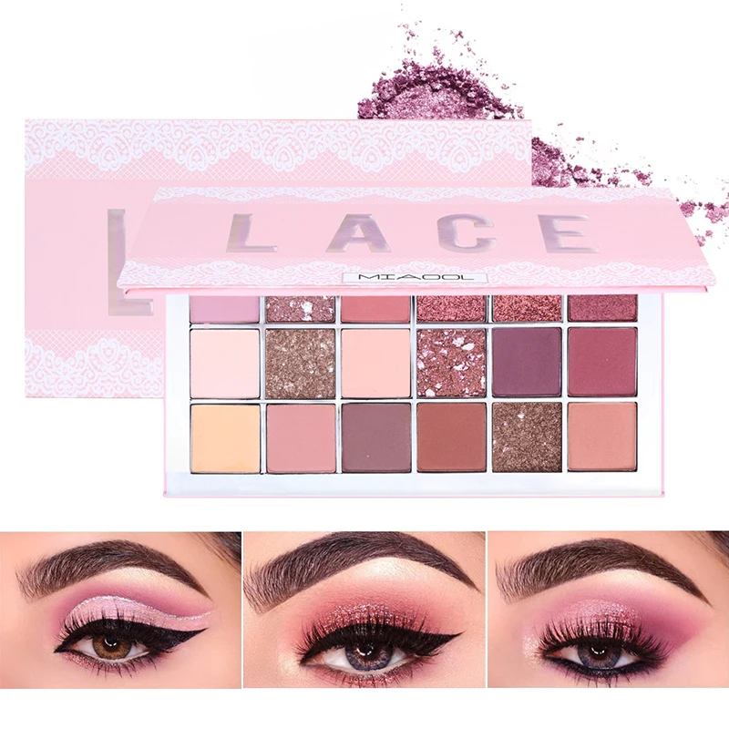 

18 colors eyeshadow palette desert rose purple polar color pigment powder waterproof shimmer matte eyeshadow