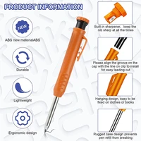 solid carpenter pencil set with built in sharpener deep holes mechanical pencil marker marking tools for woodworking architect