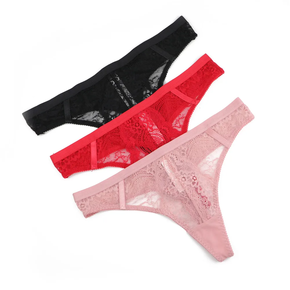 Женские Рождественские сексуальные кружевные стринги с низкой посадкой дышащее