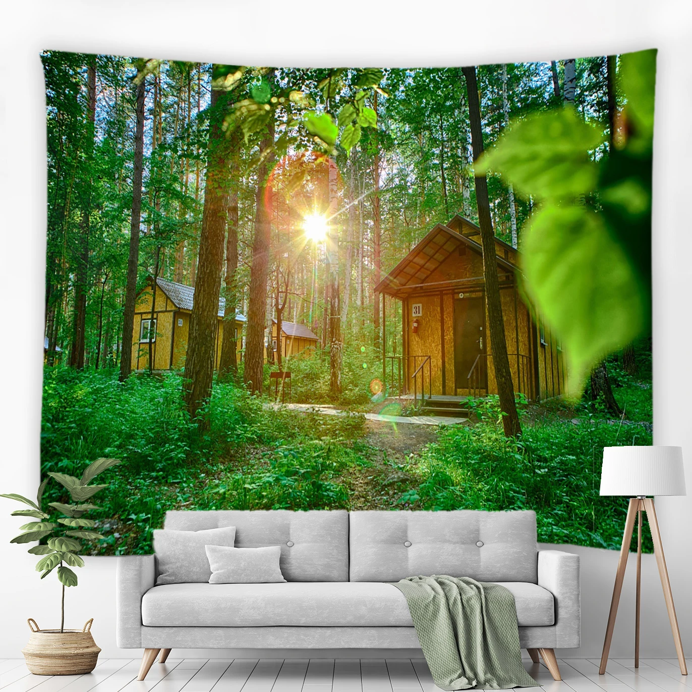 

Psychedelic Forest Landscape Tapestry Fantasy Fairy Tale Mushroom House Hippie Dorm Wall Hanging Rug Bedroom Tapestries Art Wall