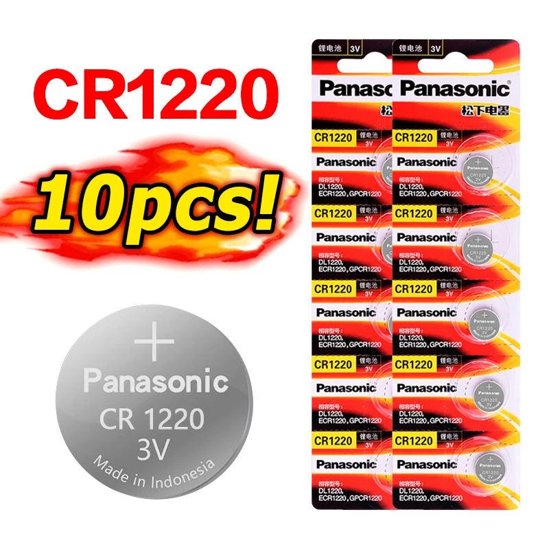 100% оригинальная CR1220 Кнопка 10 шт. Panasonic батарея для часов Автомобильный