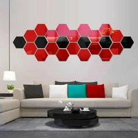 wall stickers mirror acrylic 3d hexagon 12pcs decal removable art home decor diy