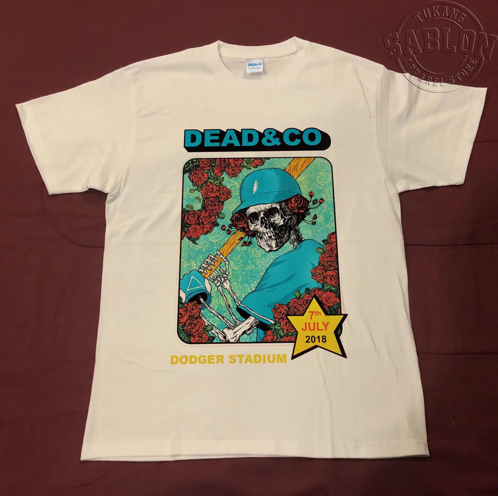 Футболка Dead &amp and Company tour 2018 DODGER STADIUM LOS ANGELES летняя футболка с круглым вырезом