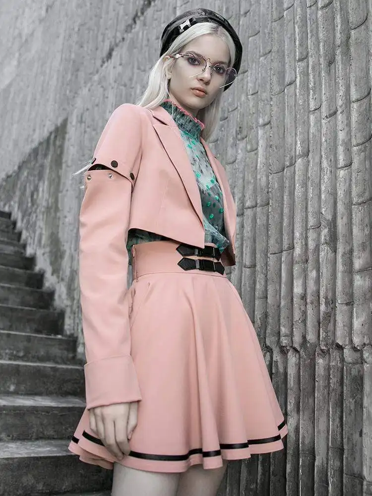 Женский короткий костюм куртки со съемными рукавами | Женская одежда