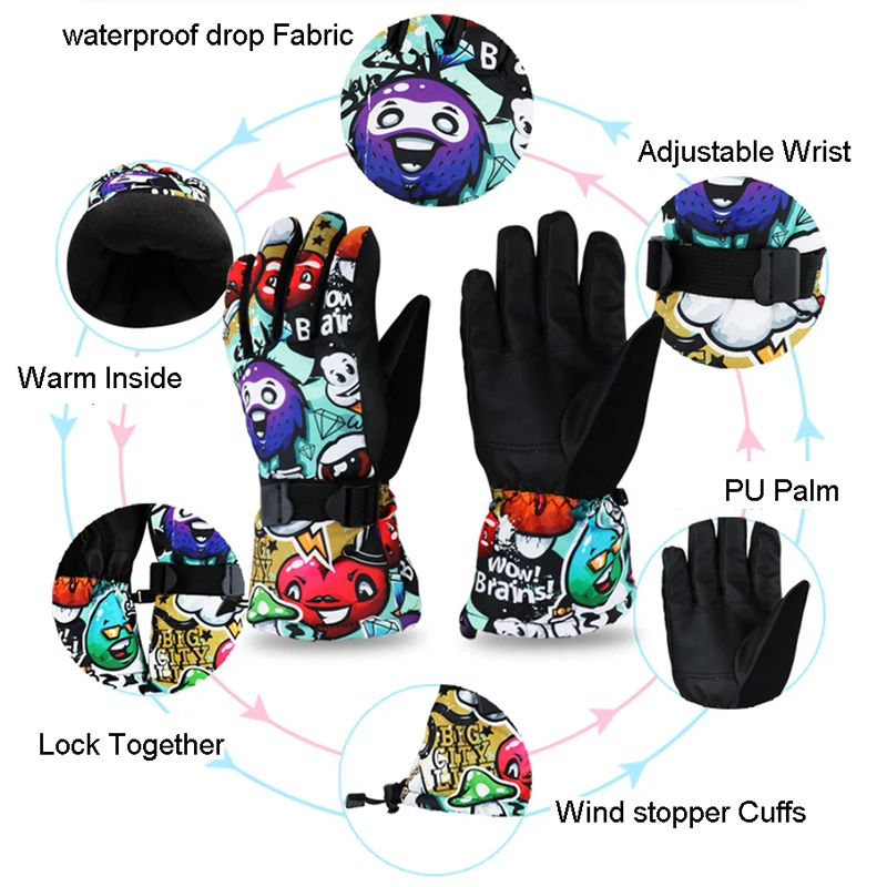 SAENSHING лыжные перчатки Зимние теплые спортивные цветные для взрослых мужские и