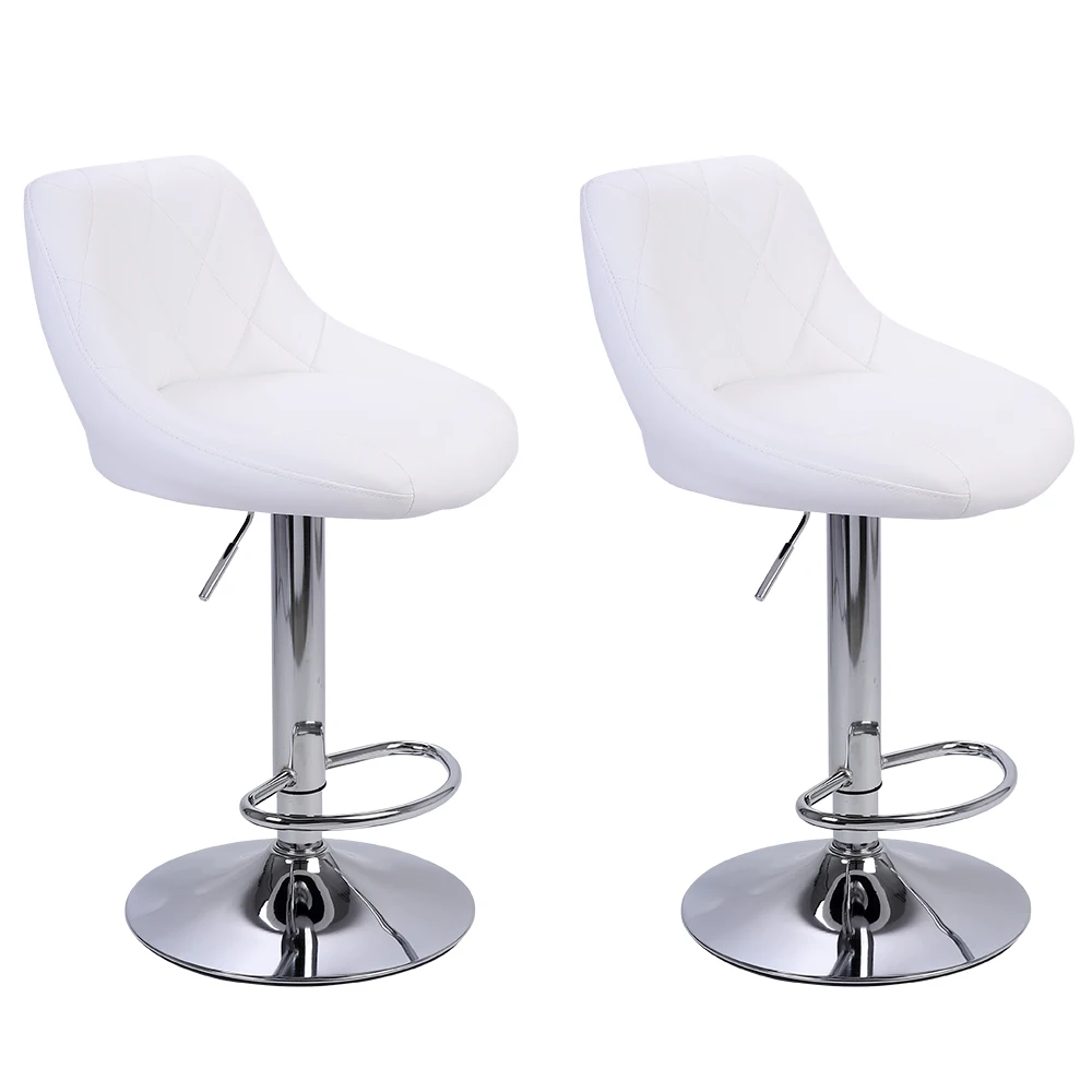 

2pcs Adjustable Bar Chairs High Type with Disk No Armrest Rhombus Backrest Design Bar Stools Two Colors to Choose