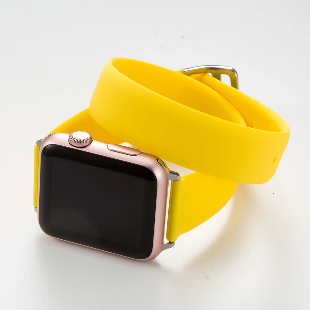 

double ring Silicone watch band for iwatch series SE 6 5 4 44mm 40mm Soft Sport Strap For apple watch 3 2 1 42mm 38mm bracelets