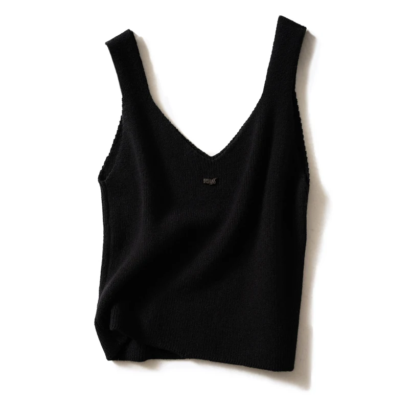 

MVLYFLRT Spring and Summer New Sling Woman V-Neck Pullover Vest Slim Sexy Short Knit Bottoming Small Sling Sweater