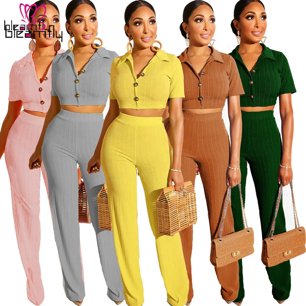 Женский летний вязаный свитер с коротким рукавом и отложным воротником топ