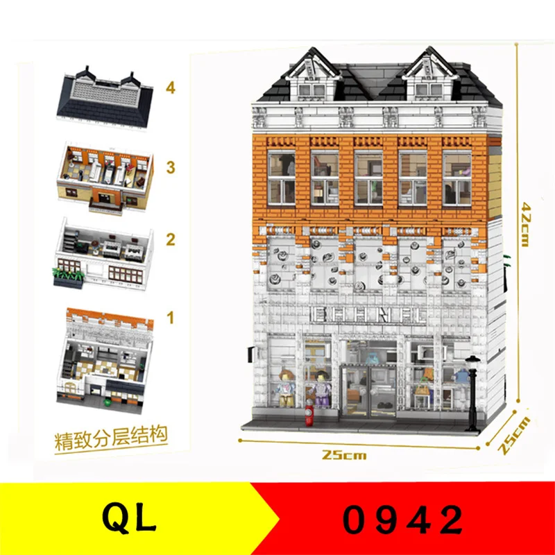 

3744pcs QL0942 Building Blocks Street View Series Crystal Shop Children's Educational Assembled Toy Gift