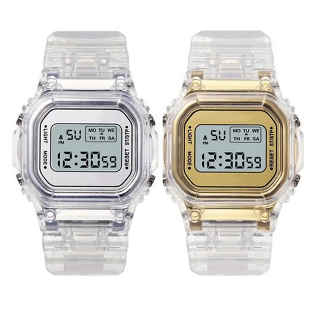 

Fashion Watches Men Women Transparent Digital Waterproof Sports Chronograph Multifunctioal Electronic Watch