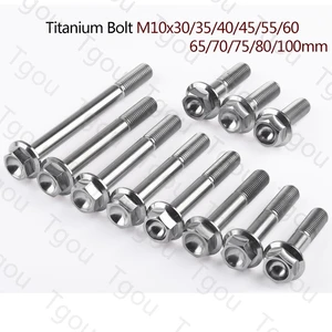 Tgou Titanium Bolt M10x30/35/40/45/55/60/65/70/75/80/100mm 1.25 Pitch Hexagon Flange Head Screws for Motorcycle Caliper