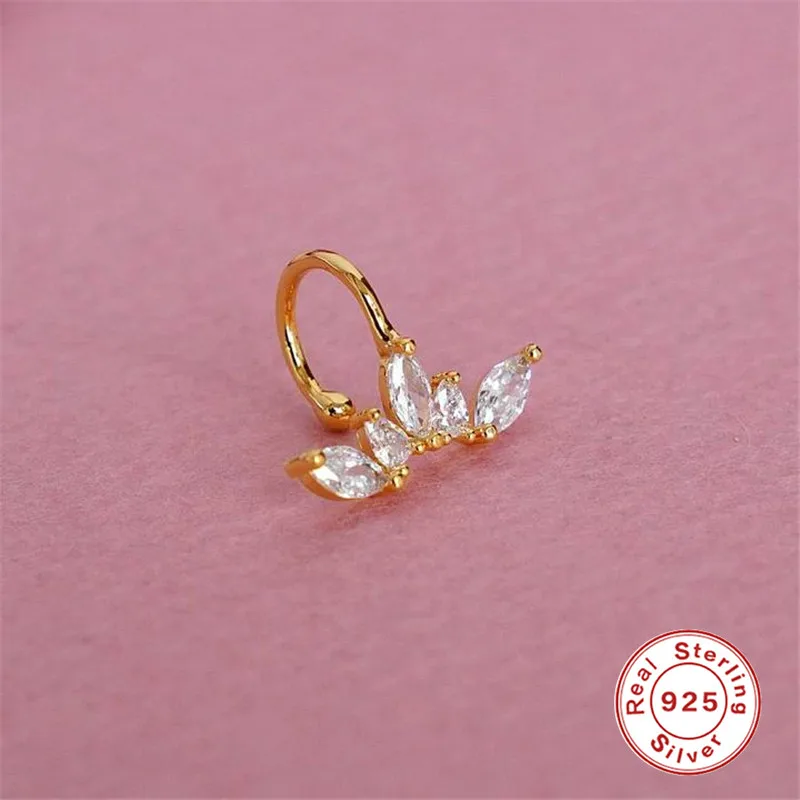 

925 Sterling Silver Bling Zircon Clip On Earrings No Pierced Cartilage Earring for Women Earcuffs Clip Charming Jewelry Gift 1pc