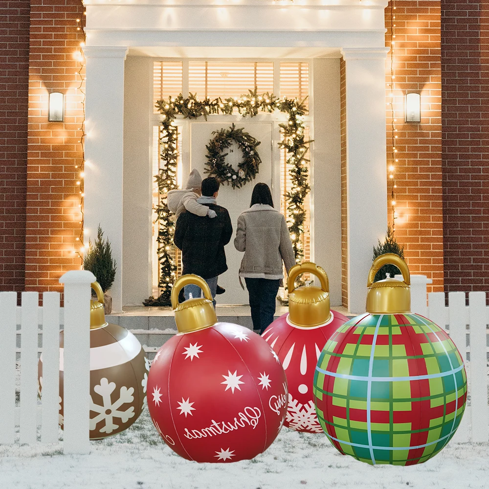 

Уличные рождественские надувные Украшенные шарики, большие из ПВХ, украшения для дерева, уличное украшение, праздничные игрушечные мячи, 60 ...