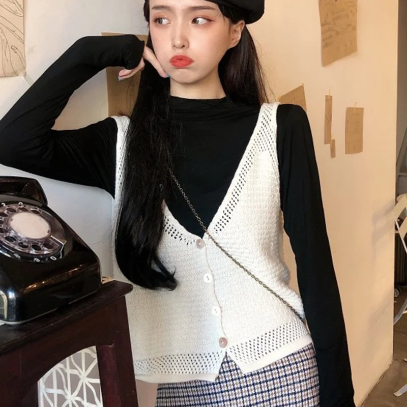 

Loose Outer Wear College Style Vest Knitted Sleeveless Outer Wear Ladies Small Fragrance