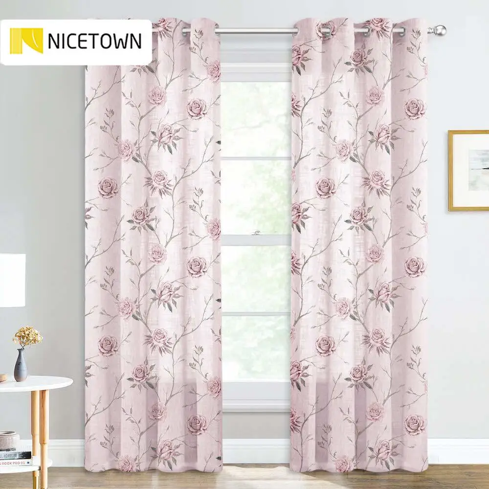 NICETOWN 1 шт. прозрачные панели для гостиной украшения дома цветочный принт вуаль